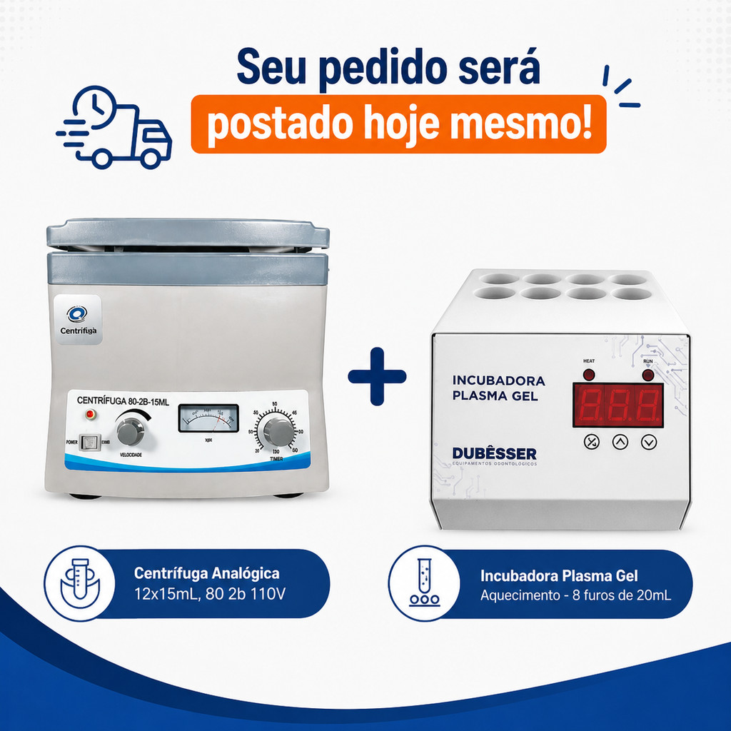 Centrífuga Analógica 12x15mL, 80 2b 110V + Incubadora Plasma Gel Aquecimento - 8 furos de 20mL