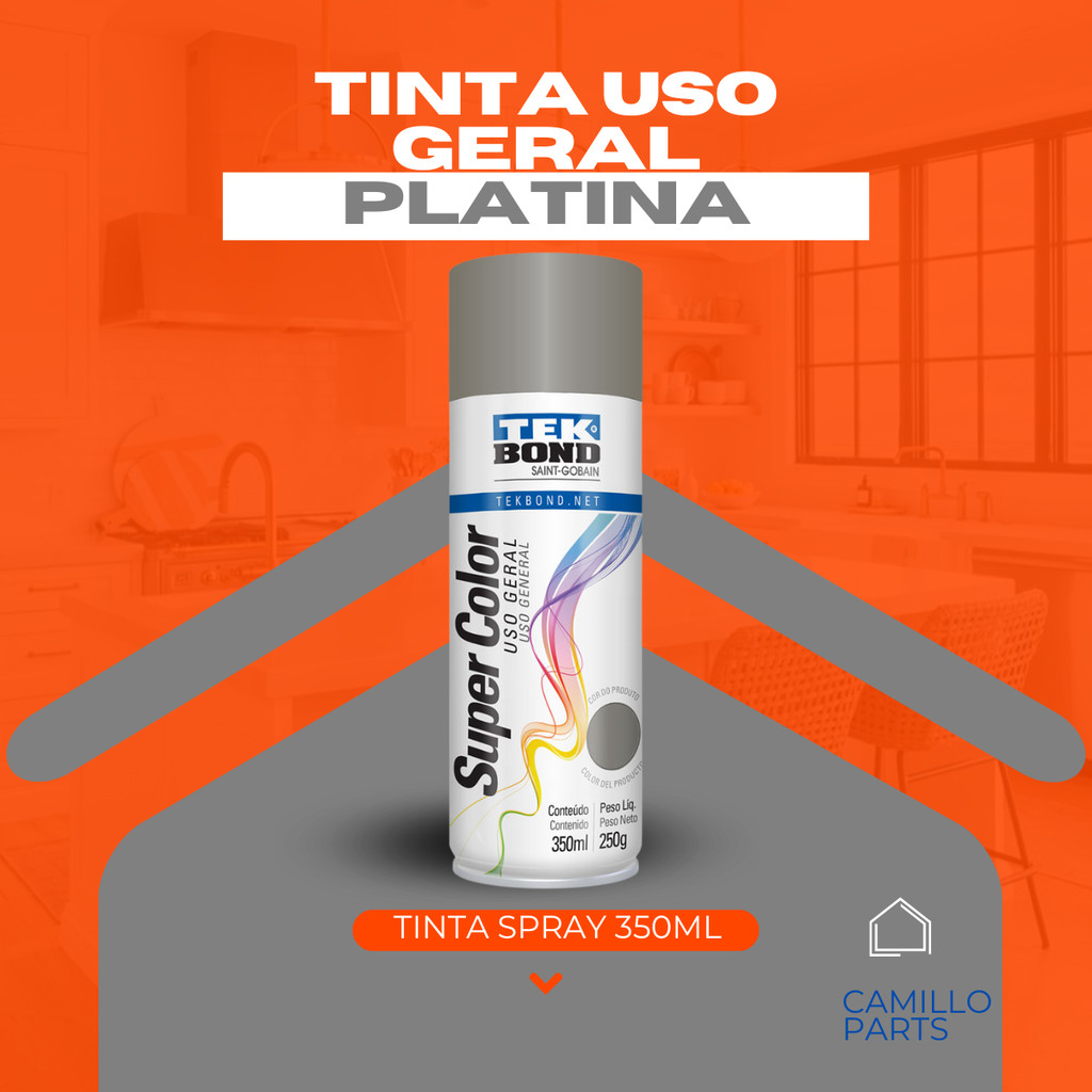 Imagem Tinta Spray Aerossol Uso Geral Platina 350ml  250g