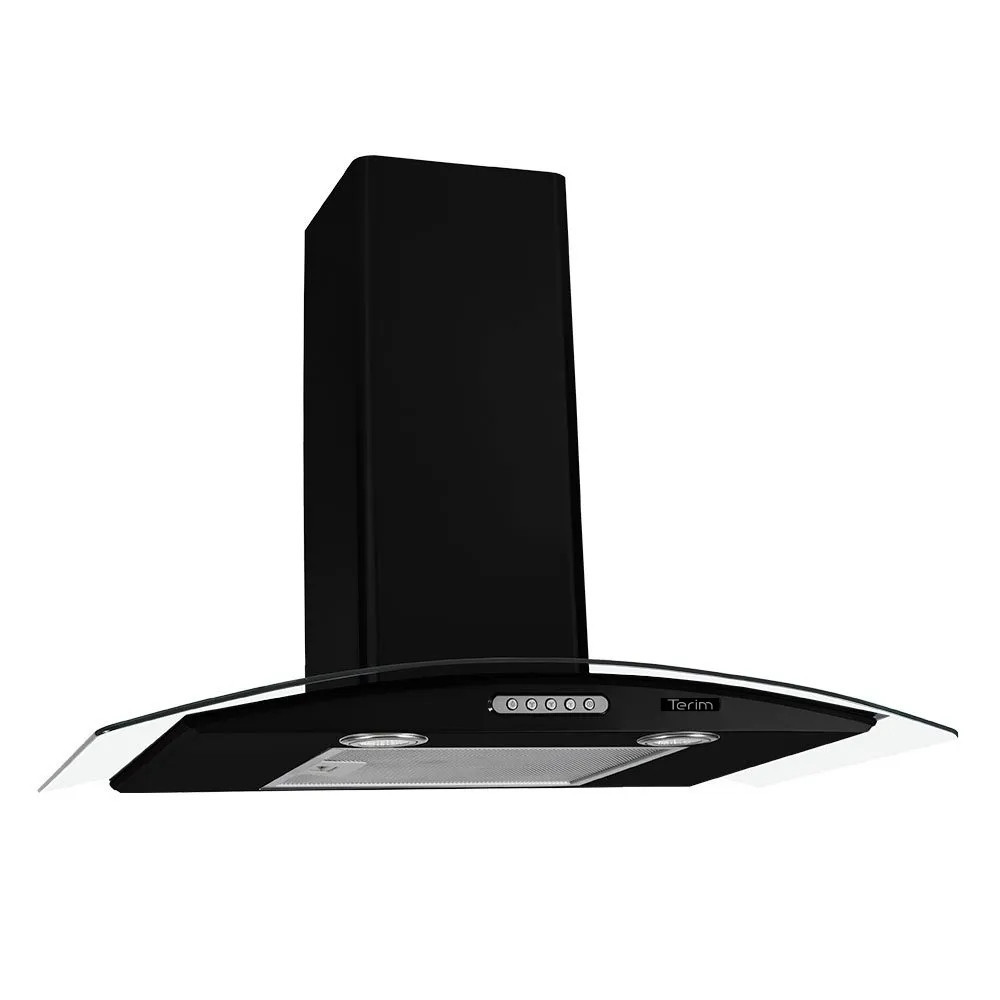 Coifa de Parede Terim Vidro Curvo Black Duto Slim 75 CM