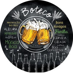 Capa Mini Painel Redondo de Festa 50x50 CM Em Tecido Sublimado 3D Boteco Bar
