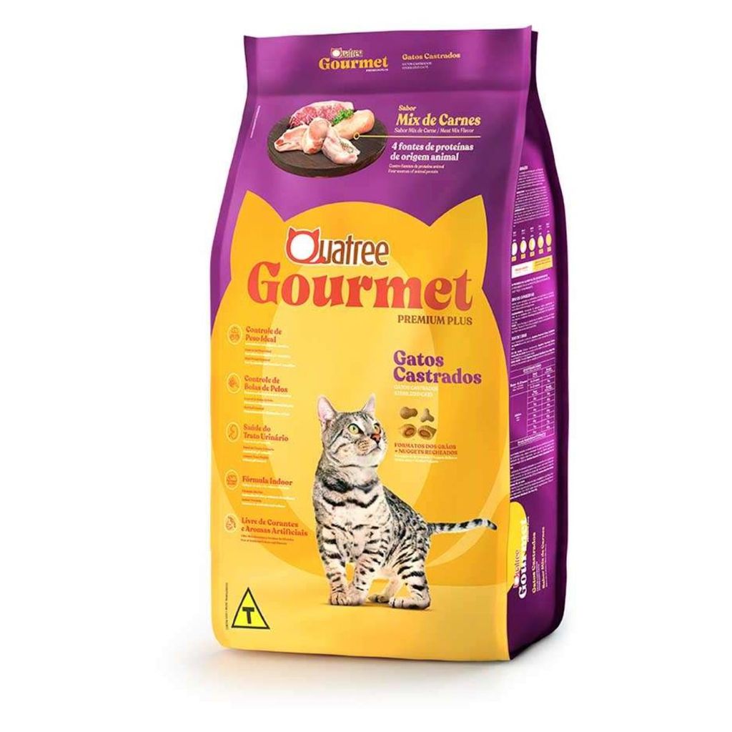 Ração Quatree Gourmet Gatos Castrados Mix de Carnes 3kg