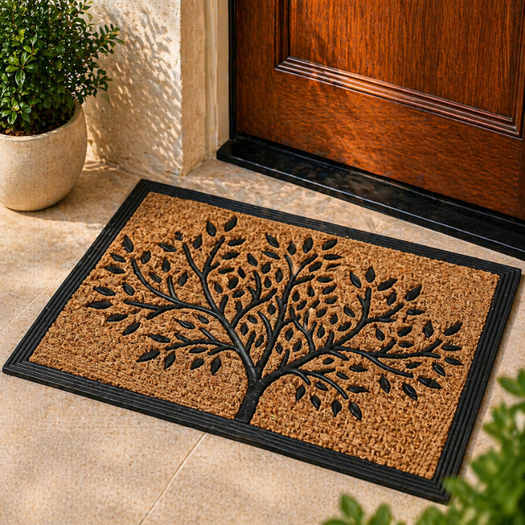 Tapete Capacho Fibra De Coco Emborrachado Grande 60x40cm Antiderrapante Arvoré