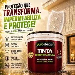 Tinta Emborrachada Impermeabilizante 18kg 12kg ou 10kg Eurodecor Galão Várias Cores
