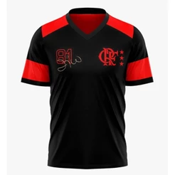 Camisa Flamengo Masculina Zico 81 Preta Oficial Licenciada