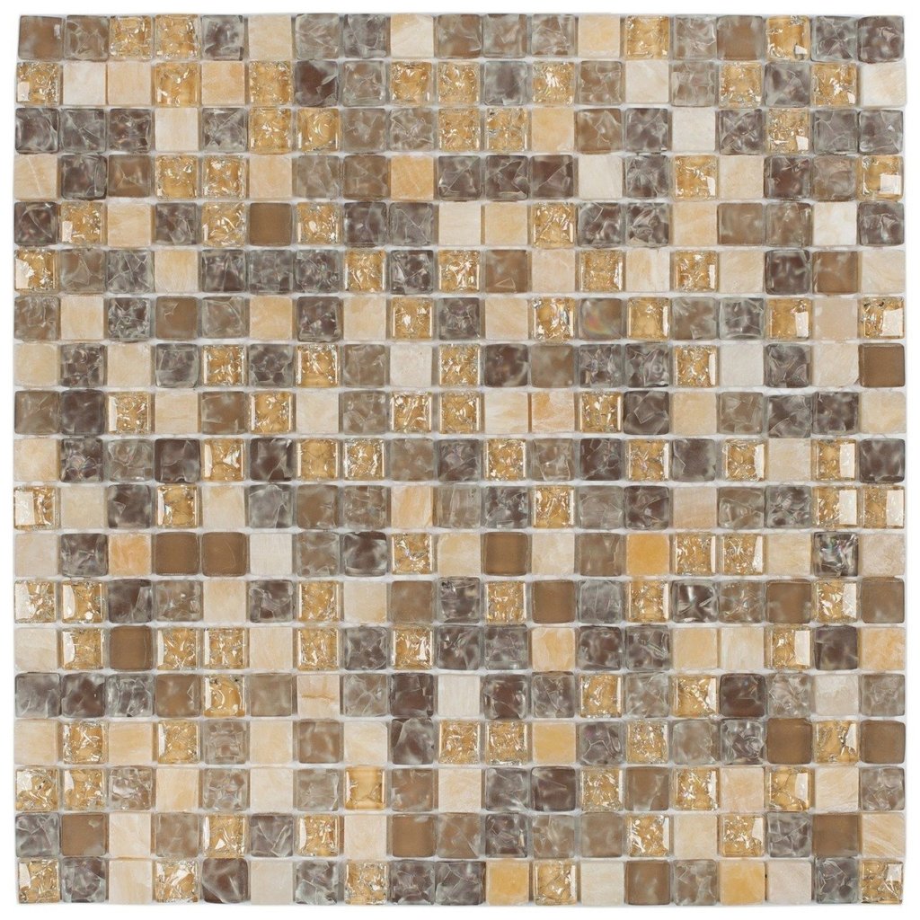 Pastilha de Vidro Marmore de 30cm X 30cm Rende  Glass Mosaic Bege/Marrom