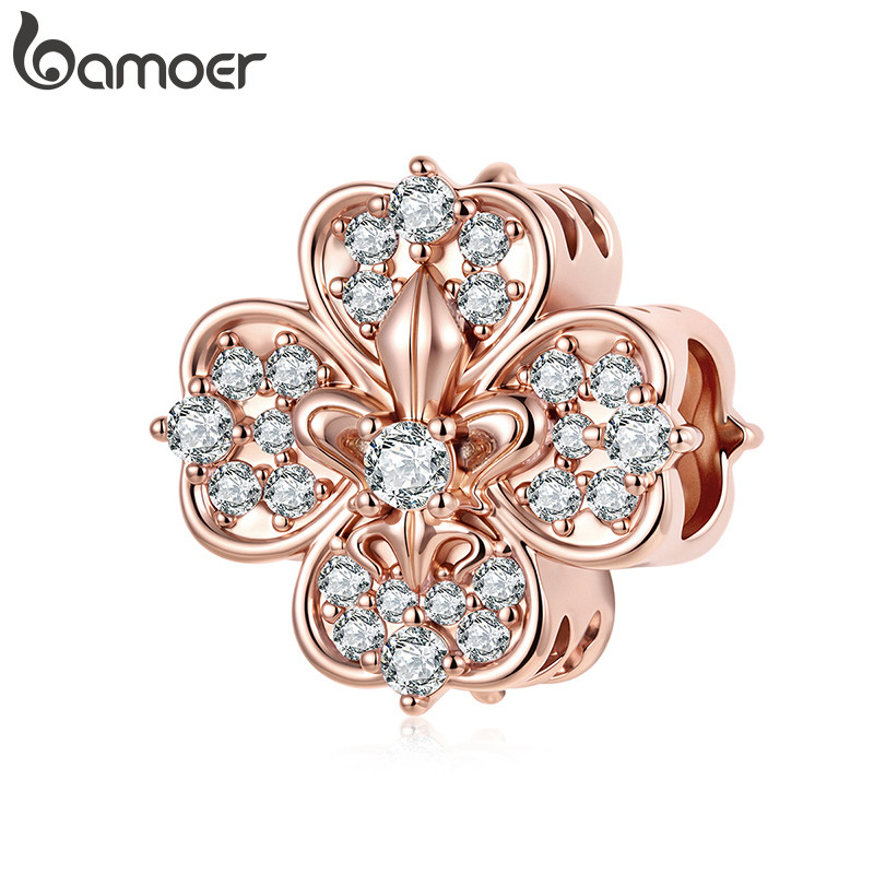 Bamoer Charm Iris Clover Pingente DIY Para Pulseira Presentes Mulheres