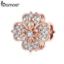 Bamoer Charm Iris Clover Pingente DIY Para Pulseira Presentes Mulheres