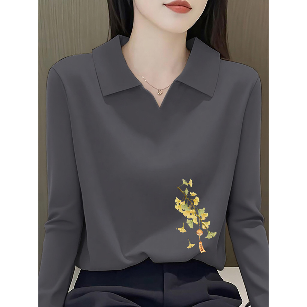 Desconto Comércio exterior feminino Polo lapela topo interior wear outono inverno solto tamanho grande roupa interior pu
