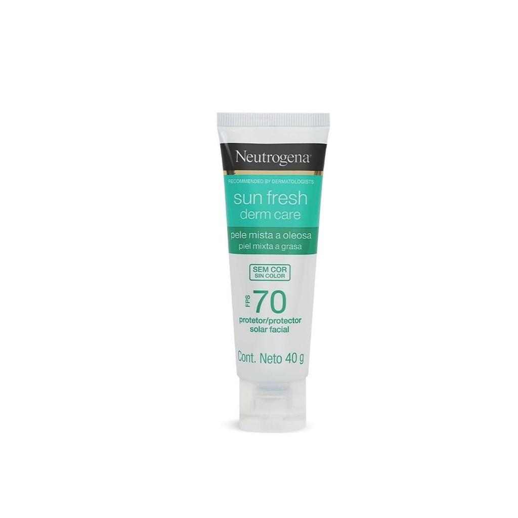 Protetor Solar Facial Pele Oleosa Neutrogena Sun Fresh Derm Care sem Cor FPS70 40g