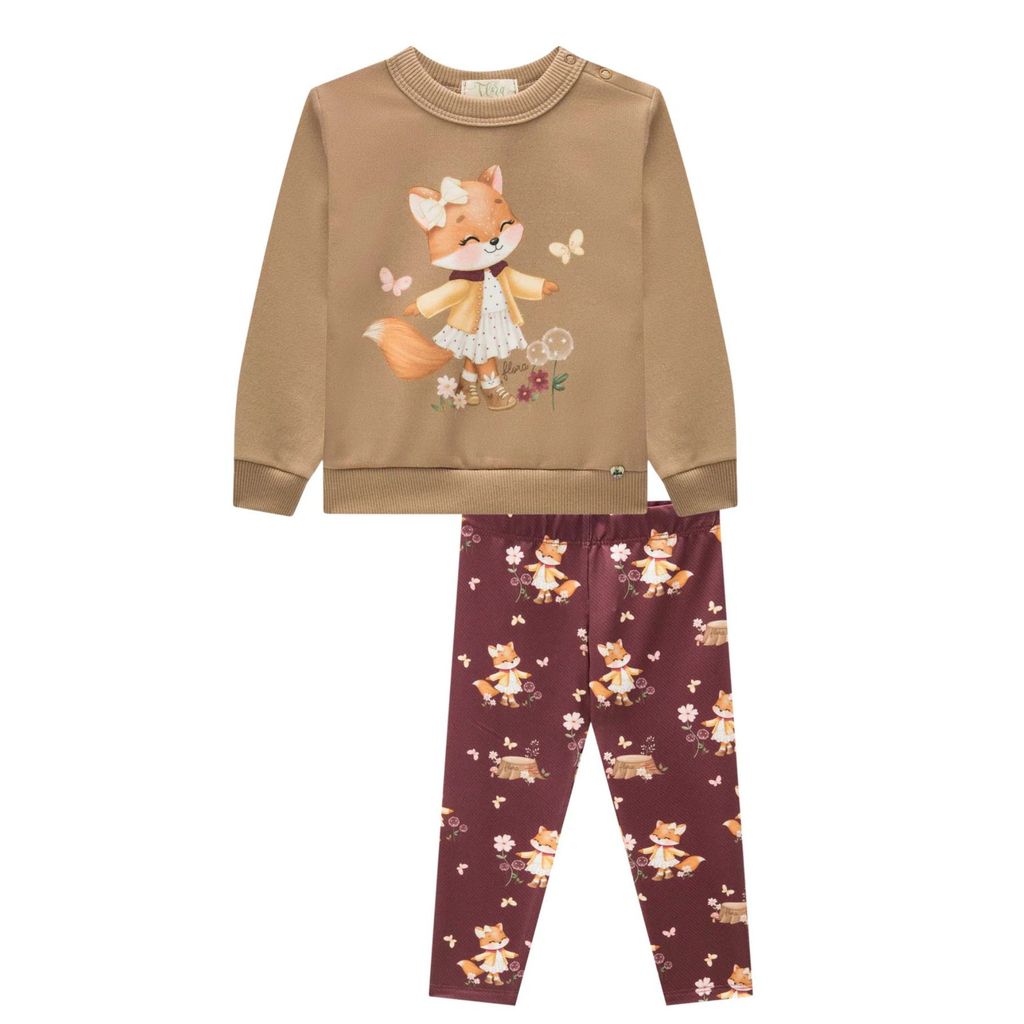 Conjunto Menina Blusa Moletom e Legging Malha Térmica Infanti