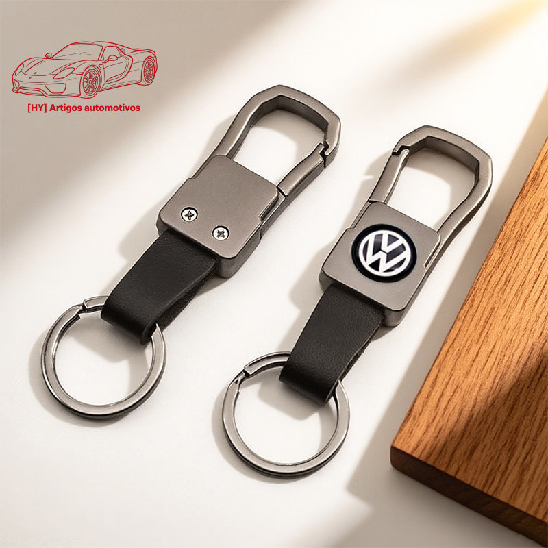 Chaveiro de Couro de Luxo com Emblema de Carro para VW Polo Golf 5 6 7 Passat B5 B6 B7 Touran Bora Beetle Jetta Rl