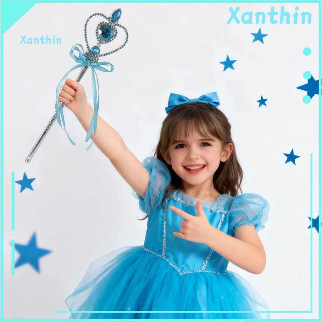 Princess Wand Heart Shaped Magical Fairy for Kids Girls – Dress Up Accessory Faux Crystal Toy for Christmas Halloween