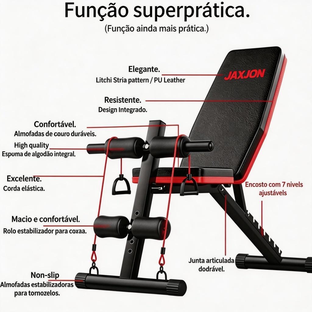 Banco Banqueta De Musculação E Academia Regulável carga 400KG 6x1 Reto Declinado Inclinado 7 Graus Para Treinos · foto 2