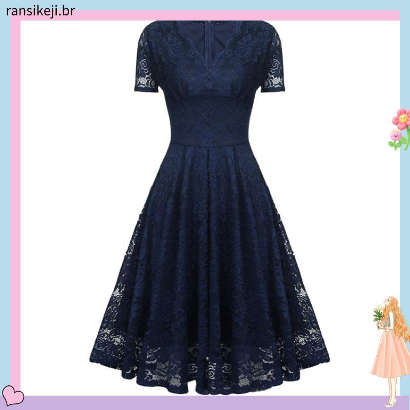 Vestido Feminino de Festa Longo Acinturado Mangas Curta Forrado Luxo e Glamour