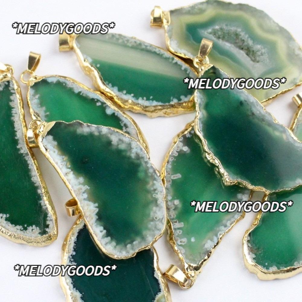 Geodo De Ágata Irregular MELODY , Colar Com Pingente Drusa De 60 * 40 Mm , Carrilhão De Vento Bordas Douradas Banhadas