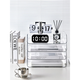 Caixa de armazenamento de mesa transparente escritório a4 arquivo de papel Rack de dados gaveta mesa organizador de arti