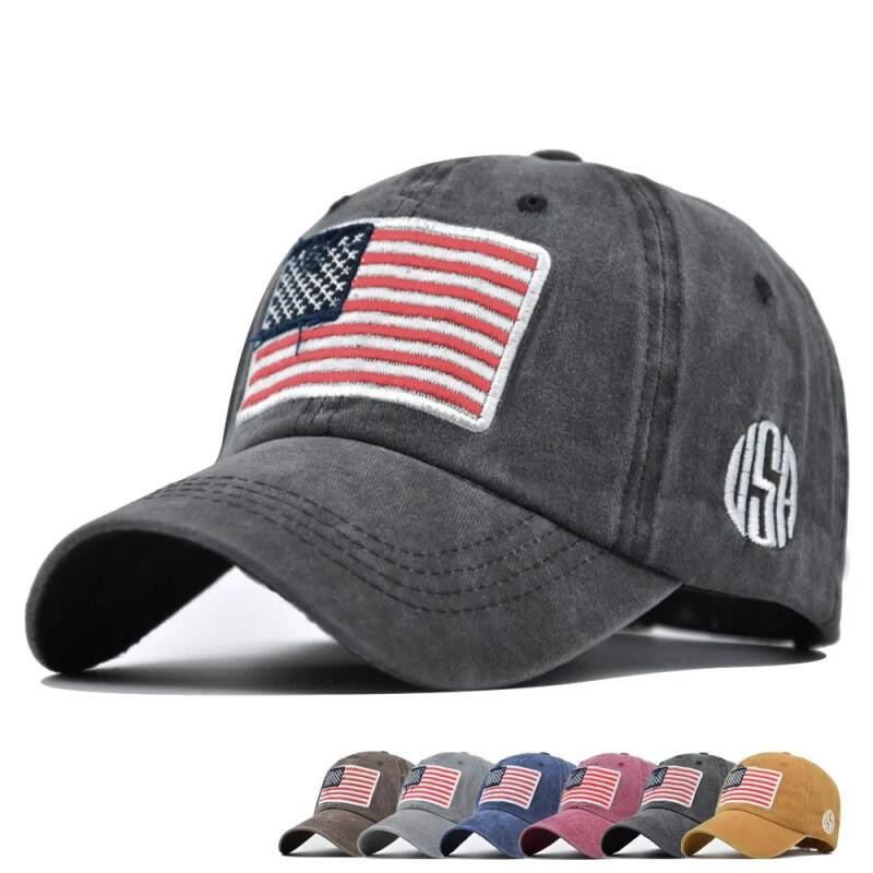 Boné Tático Militar de Algodão para Homens e Mulheres, Estilo Baseball, com Bandeira Americana, Unissex, para Atividades