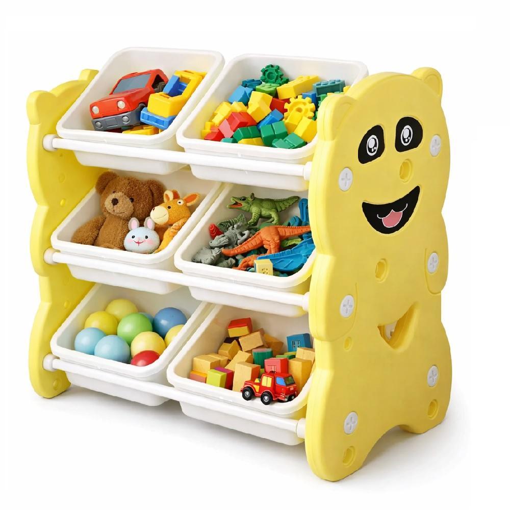 ESTANTE INFANTIL 6 GAVETAS ORGANIZADOR 3 PRATELEIRAS NICHO CAIXA BRINQUEDOS PORTA TRECO DECORATIVO MULTIUSO URSINHO