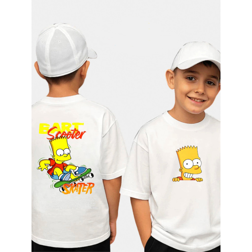 Camiseta Infantil Estampada Bart Divertida Menino Menina 100% Algodão Confortável Dia a Dia Estilosa Escolar