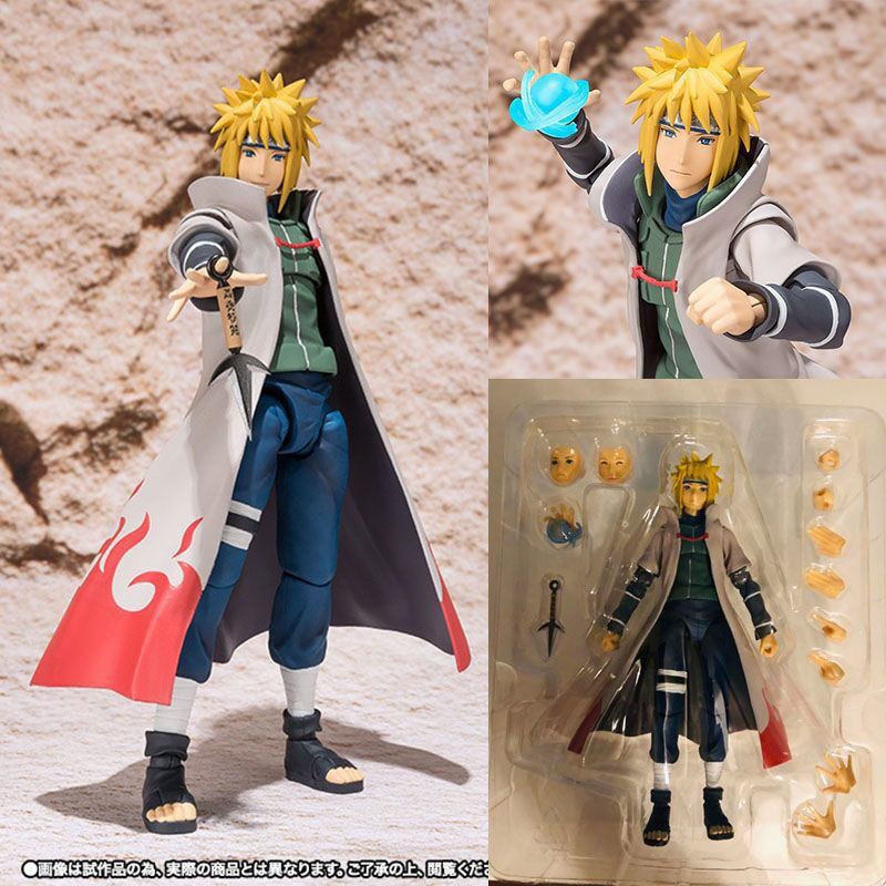 Figura de Anime Naruto Minato Namikaze Olhos de Ramen SHF Figura de Ação Articulada em PVC Modelo Colecionável Boneco De