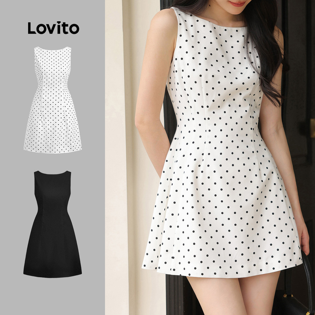 Lovito Elegante Vestido Drapeado Verão Diário Férias Viagens Deslocamentos Corea