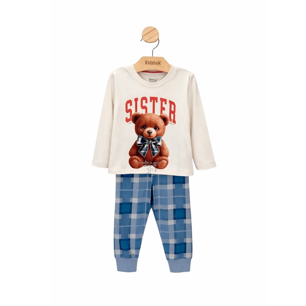 Pijama Menina Blusa e Calça Ursinho Sister Brilha no Escuro - Elian