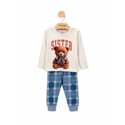 Pijama Menina Blusa e Calça Ursinho Sister Brilha no Escuro - Elian