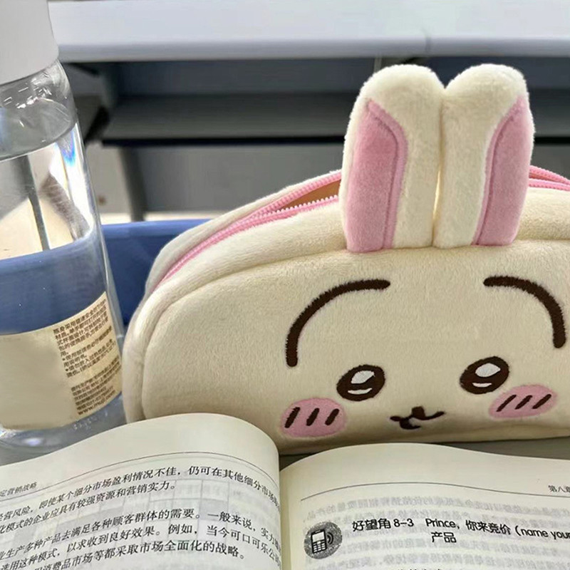 Caixa de papelaria japonesa Chiikawa fofa Anime japonês bolsa de papelaria de grande capacidade