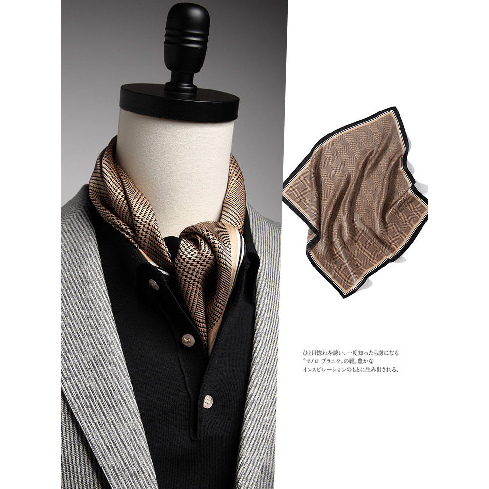 High-End sentido lenço de seda masculino lenço quadrado com terno camisa 70 cachecol seda amoreira estilo dinheiro antig