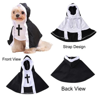 Fantasia de Halloween Engraçada para Cães, Roupa de Freira para Cães, Vestuário de Cristo Jesus com Cruz para Filhotes,