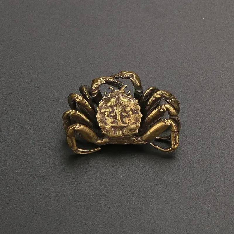 2026 Novo Retro Bronze Caranguejo Estátua Chá Pet Ornamentos Cobre Puro Sólido Animal Em Miniatura Tanque De Peixes Deco