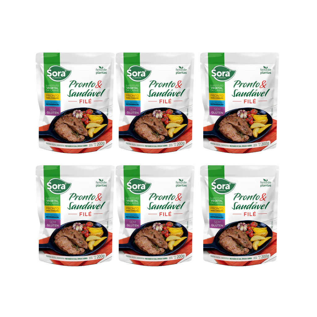 Kit com 6 Filé Vegetal Pronto Saudável 200g  Sora Alimentos