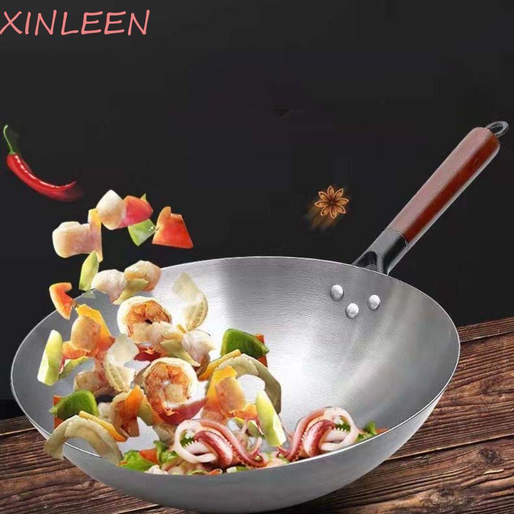 Wok De Ferro Tradicional Chinês XINLEEN , Panela Com Fundo Redondo E Frigideira Leve Não Revestida