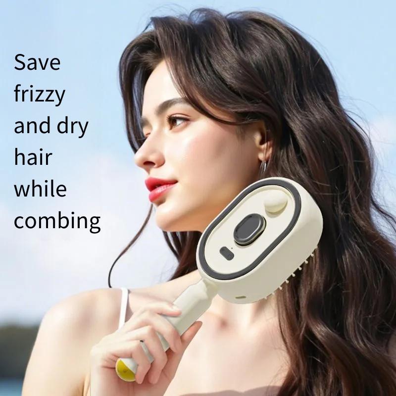 Novo estilo Spray elétrico Airbag alisamento pente auto-prevenção atomização estática cuidados com o cabelo limpo T