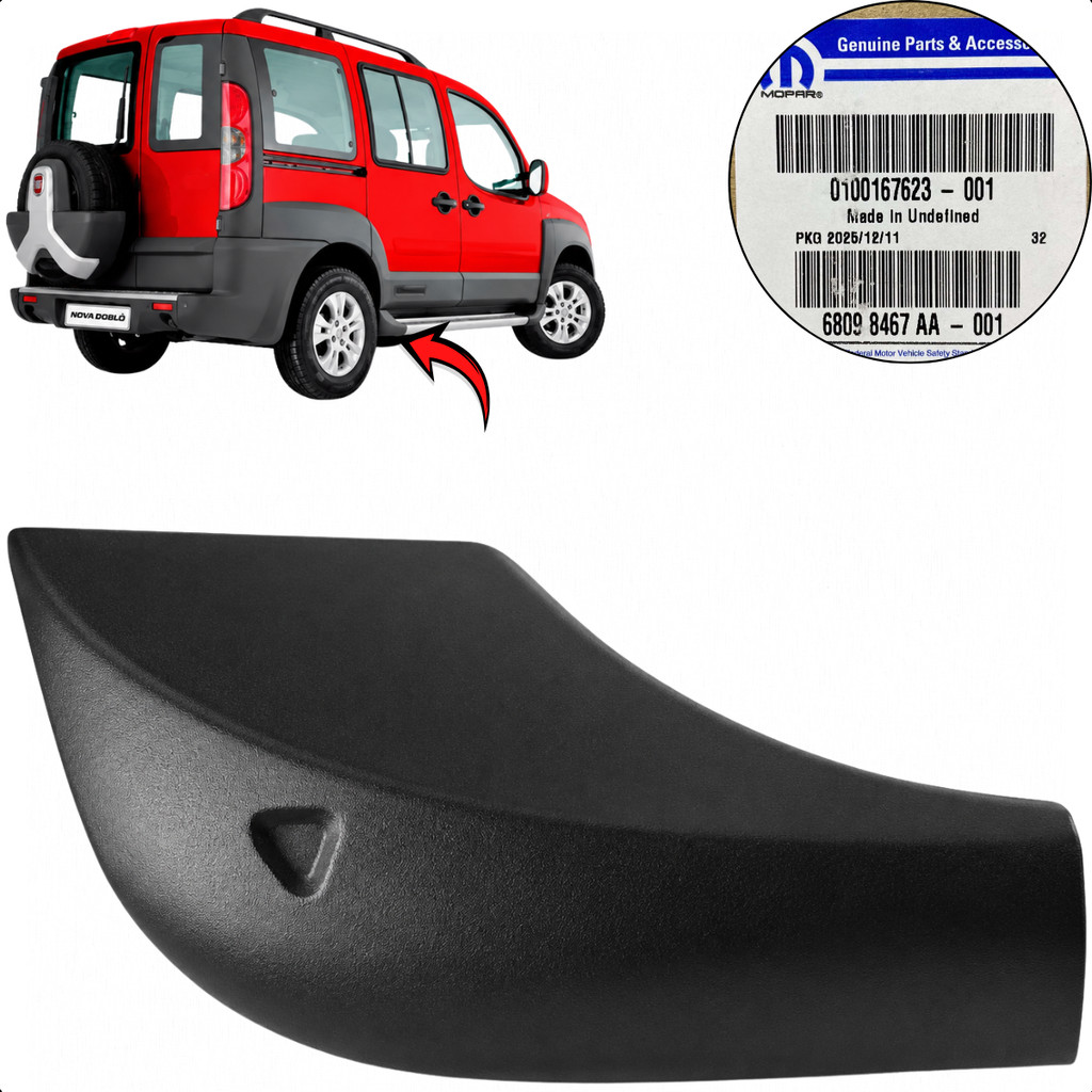 Ponteira Traseira Direita Acabamento Estribo Doblo Adventure 2002 a 2021 Fiat Original 100167623
