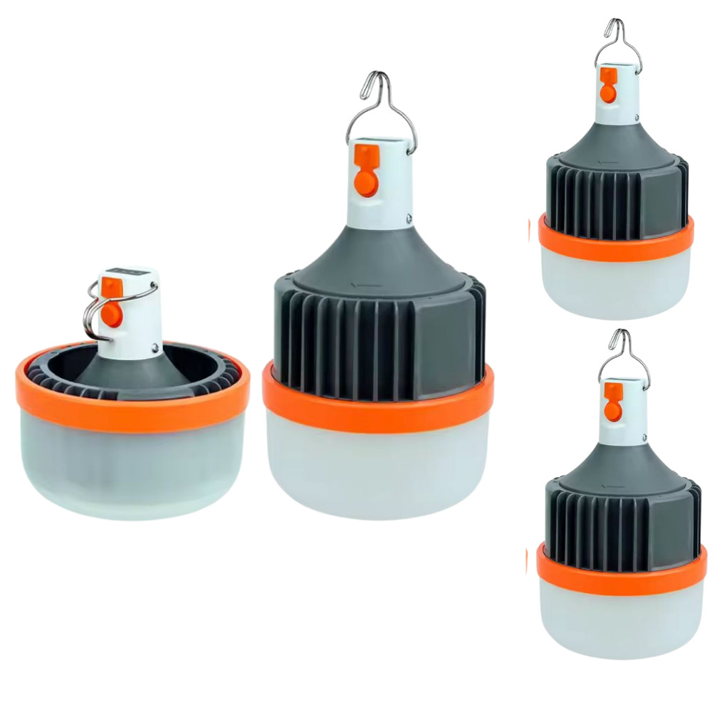 Kit 2 Lampião Camping Lâmpada Led Pesca Barraca Lanterna Emergência 200W Recarregável Branco Frio