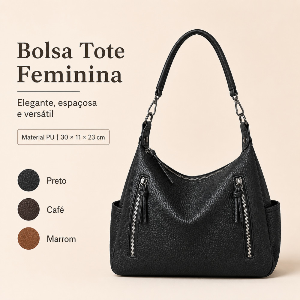 Bolsa de Ombro Feminina | PU Resistente, Tamanho Perfeito para o Dia a Dia