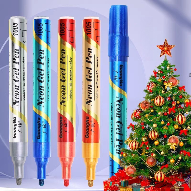 Guangna decoração de natal manual caneta mudança de cor gel Glitter caneta Manicure Graffiti iluminador destaque gel can