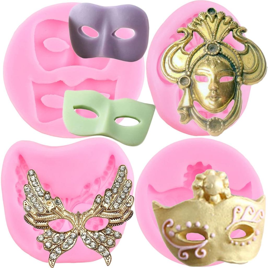 Moldes de Silicone para Máscaras ZiXiang, Molde de Máscara de Mascarada para Decoração de Bolos, Topper de Cupcake, Doce