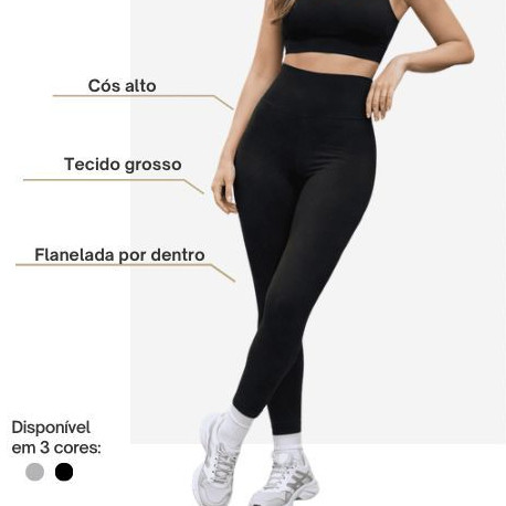 Calça Legging Flanelada Reforçada Térmica Grossa Peluciada Confortável Forrada para o Frio Inverno Casual exercicios