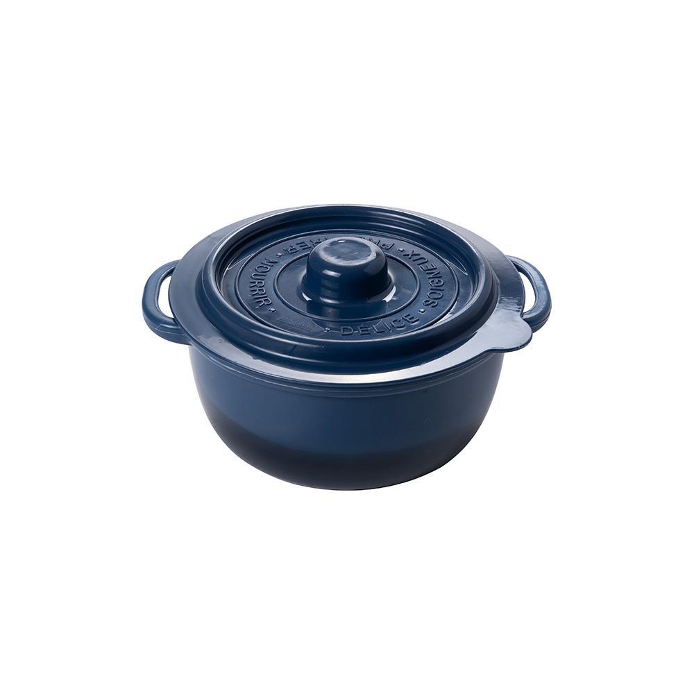 Pote Panelinha Hermética Supreme Azul 440 ml Mini Caçarola Ramekin Plástico Redondo Plasútil