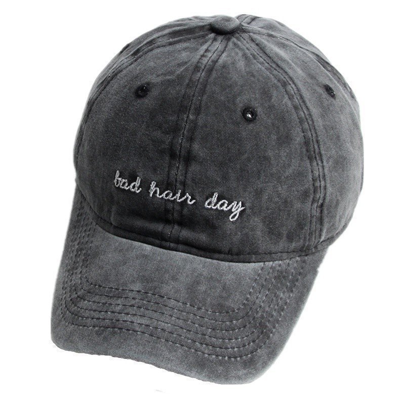 Boné Hip-hop com Bordado de Alfabeto - Boné Unissex Duckbill para Proteção Solar e Moda Retrô com Bordado BAD HAIR DAY