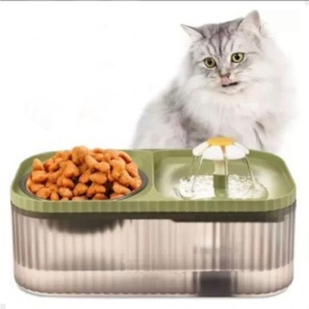 Fonte de Água Inteligente Automático com Comedouro para Pets Gatos Bivolt BINGO