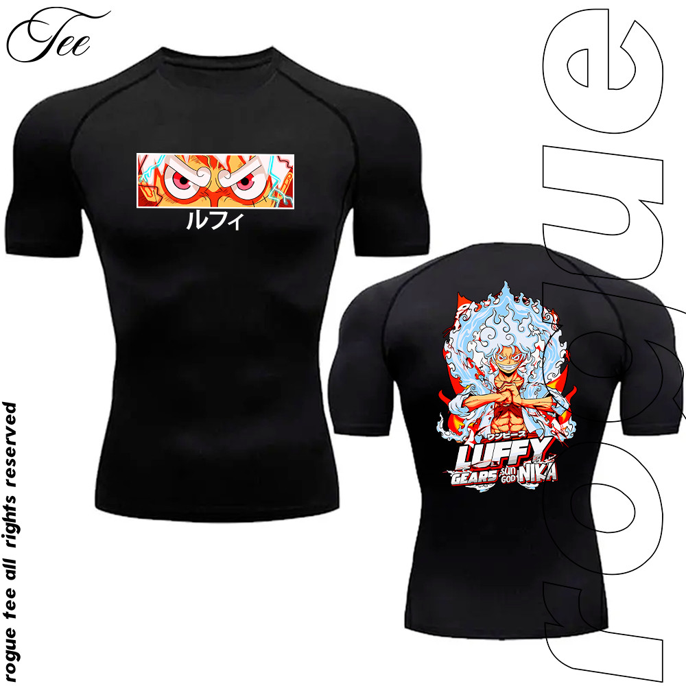Camiseta De Compressão Dri-fit Monkey D. Luffy Gear 5 One Piece Anime Gym Academia Treino