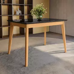 Mesa de Jantar em Madeira Maciça Kappesberg Canela/Preto Fosco 120cm