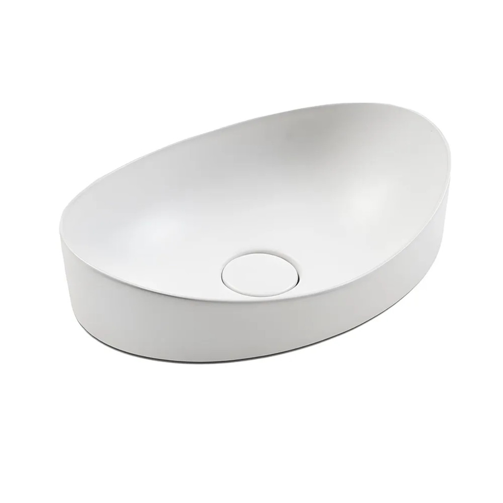 Cuba Pia Apoio Oval Branca Brilhante Banheiro 47x33cm Icasa