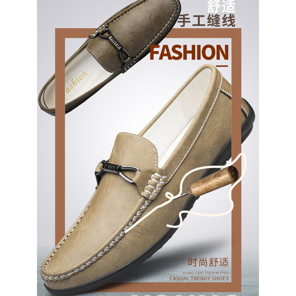 Primeira camada de couro tamanho 37 sapatos masculinos sapatos preguiçosos All-Match ervilhas sapatos masculinos couro g