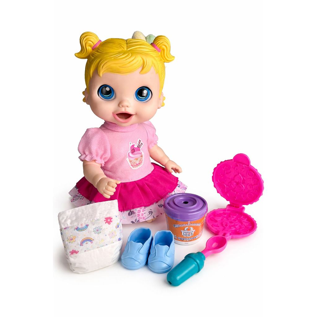 Boneca Baby Collection Comidinha Alive Come E Faz Caquinha Com Acessórios E Massinha Modelar Super Toys Virtual Baby