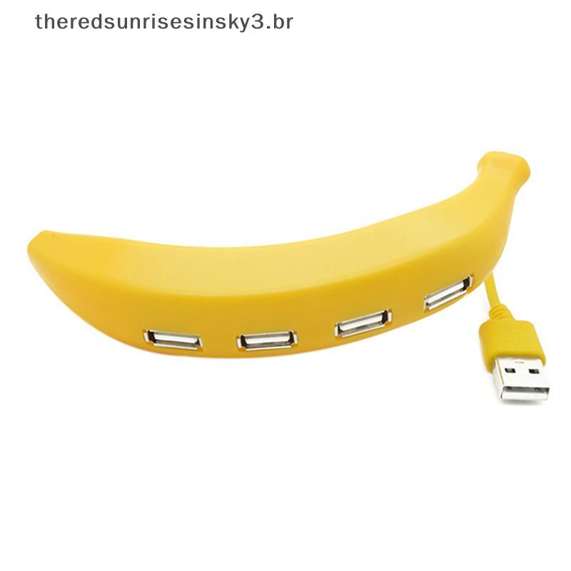 TSBR USB 2.0 Hub Multi Portas Divisor Adaptador De Alimentação 4 Expansor Múltiplo Engraçado Forma Banana Para PC Mac Po