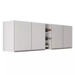Armário de Cozinha Aéreo Califórnia Kit 2 e Nicho Adega Riad 180cm Branco - Lumil